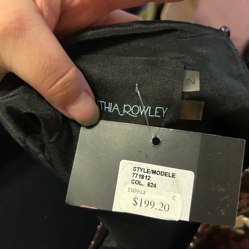 NWT CYNTHIA ROWLEY FLORAL METALLIC RUFFLE DRESS - Picture 3 of 4